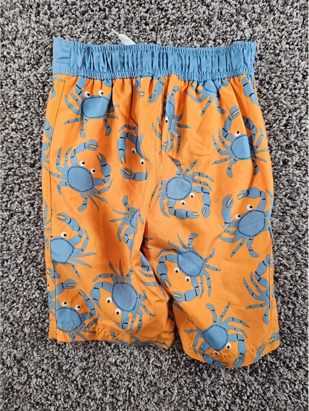 Gymboree Boys Sz 7 Swimsuit Board Shorts Trunks Bright Orange Blue Crab Print